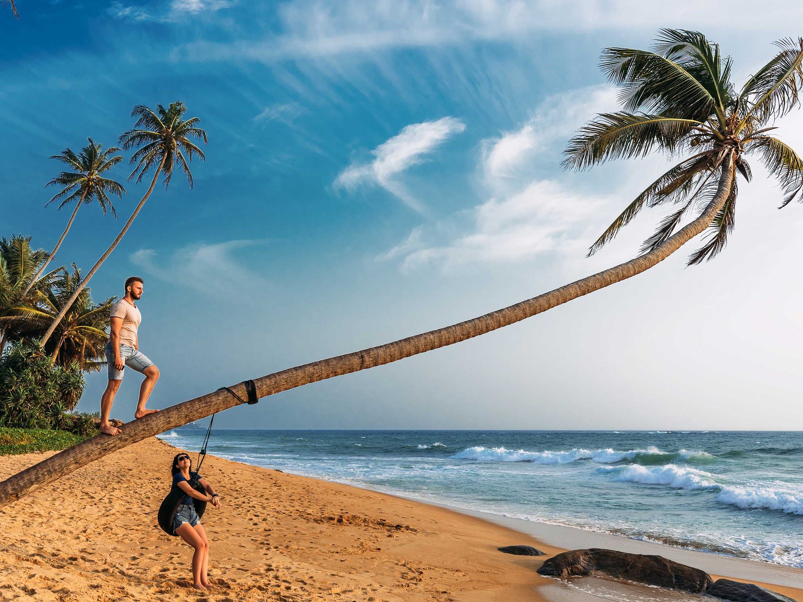 Beautiful palm beach in Sri Lanka